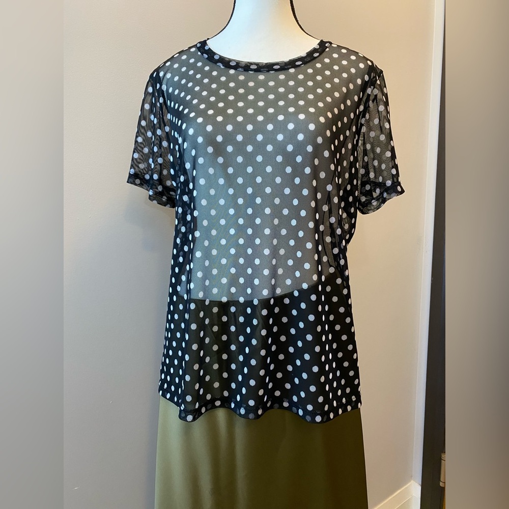 Kim & Cami Black Sheer Short Sleeve Blouse Size XL EUC
